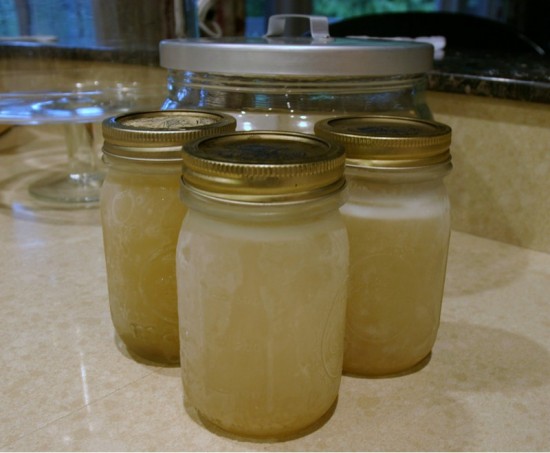 Jars of chicken stock Jars of chicken stock