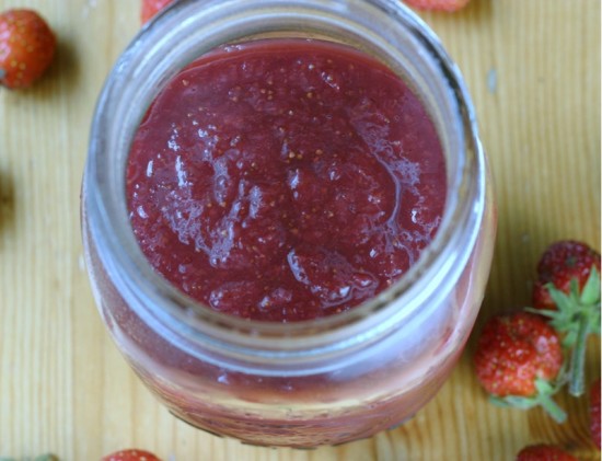 Jar of strawberry jam