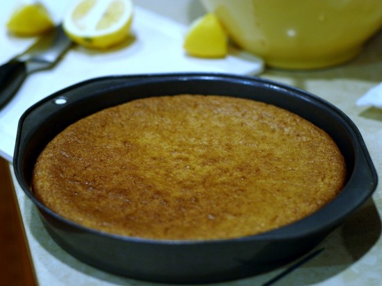 Cake baked in pan