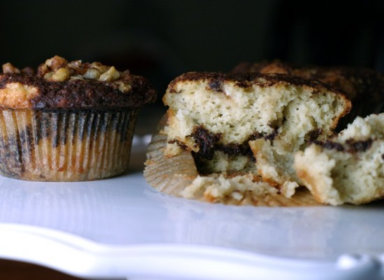 Cinnamon Bun Muffin split open