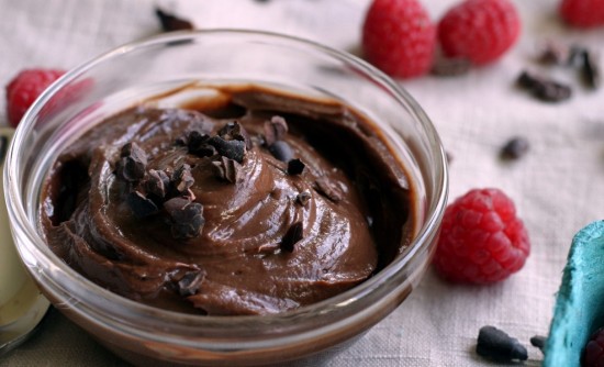 Chocolate pudding & raspberries