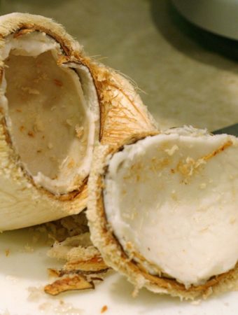 Young coconut split open