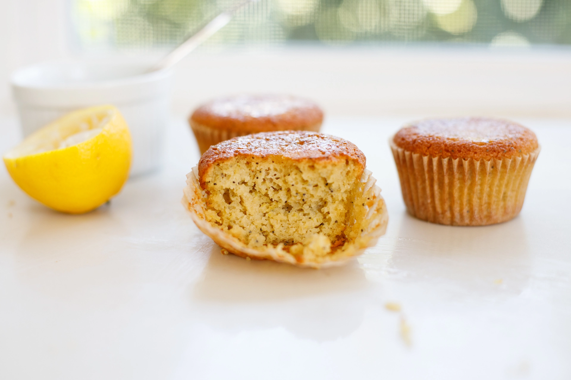 Lemon poppy seed muffins made with almond flour