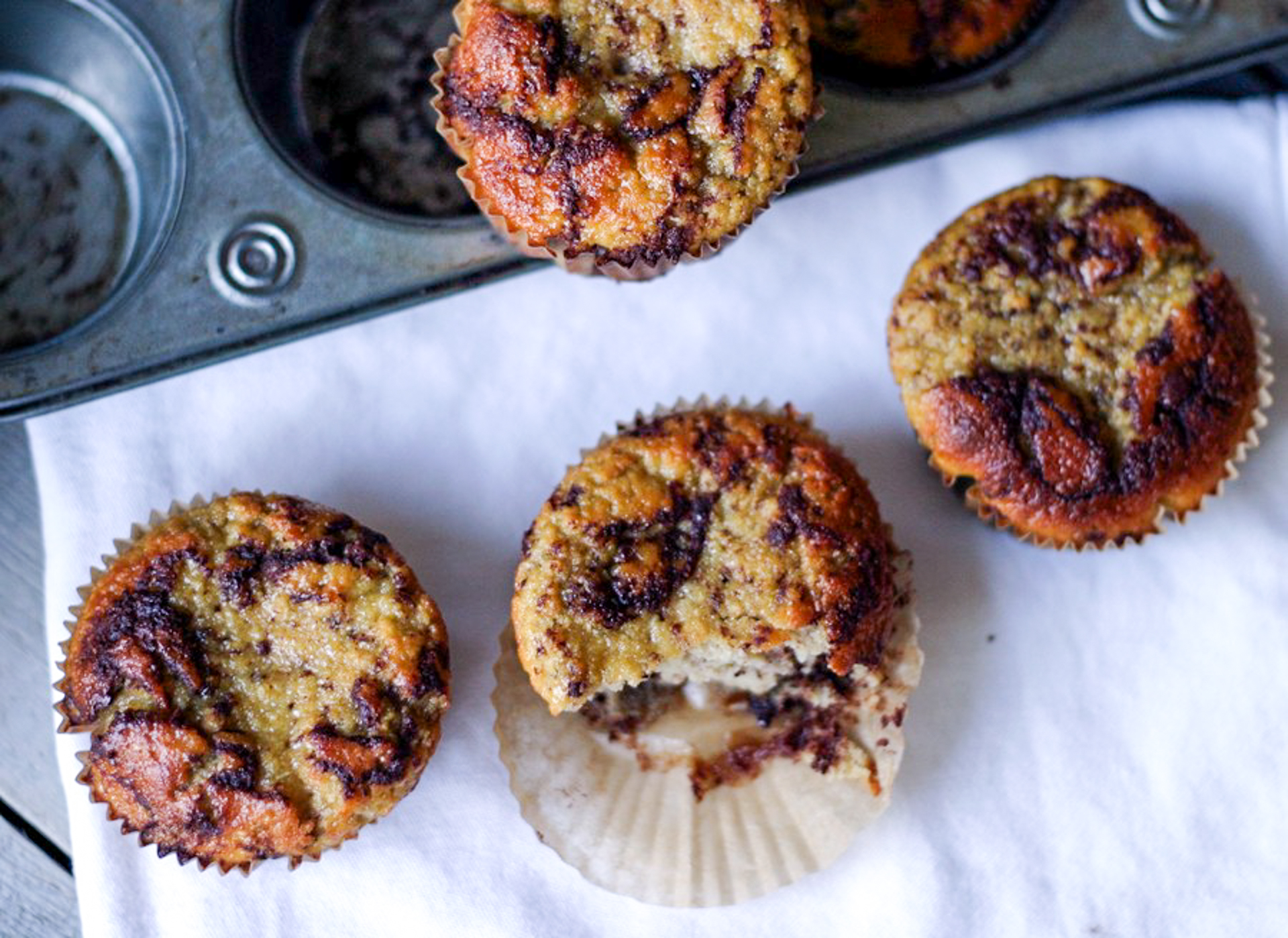 Cinnamon Bun Muffins coconut flour overhead image