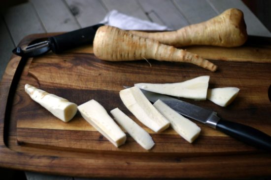Slicing up parsnips
