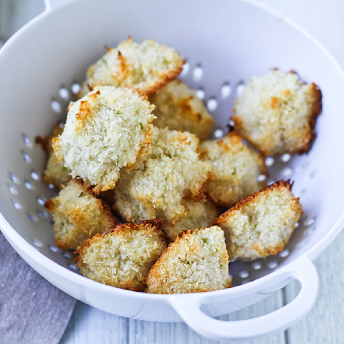 coconut lime macaroons in a bowl