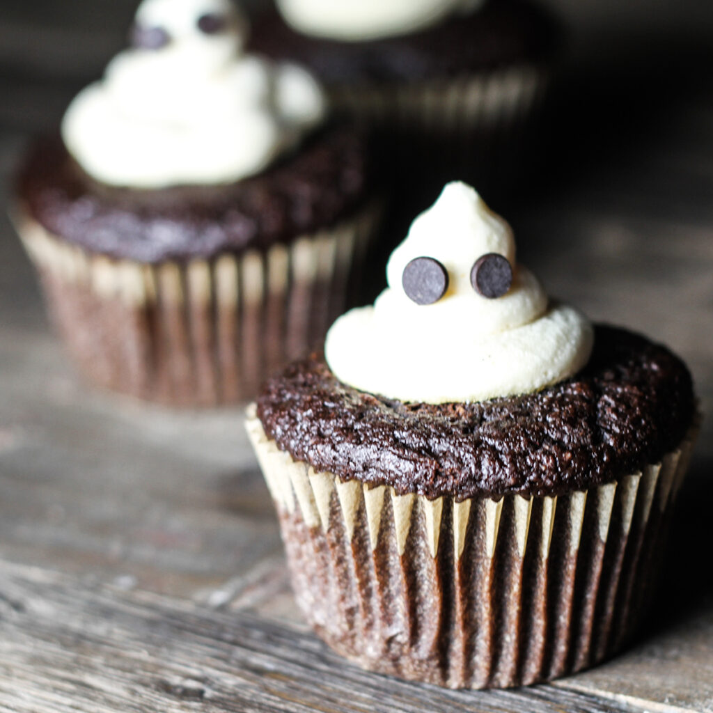 Ghostly Chocolate Cupcakes
