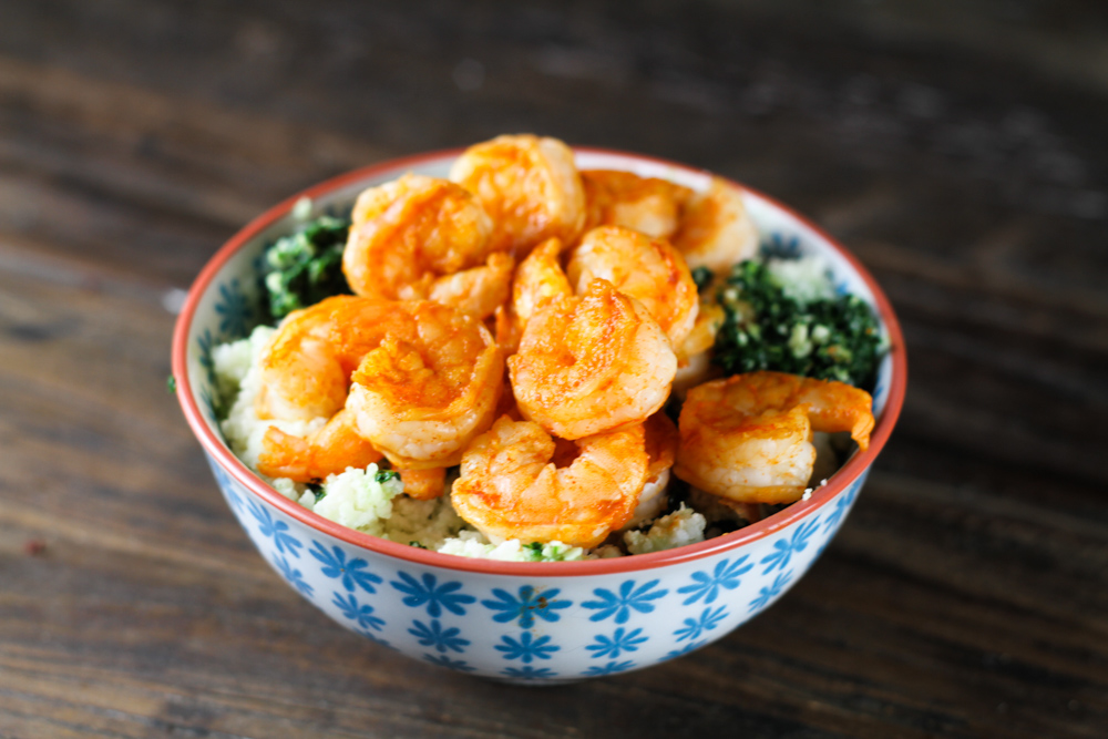 Smoky Pesto Shrimp with Cauliflower Couscous {quick & easy} Comfy