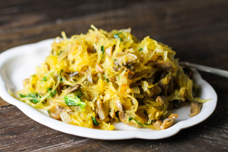 Rustic Mushroom Spaghetti Squash Sauté | Comfy Belly