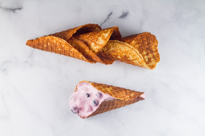 Berry Yogurt Waffle Cones