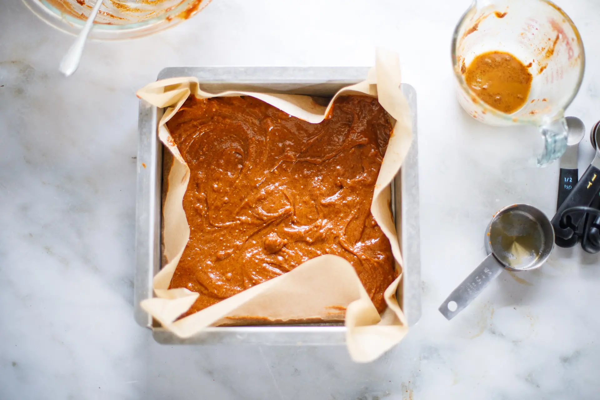 Pumpkin Blondie preparation for baking