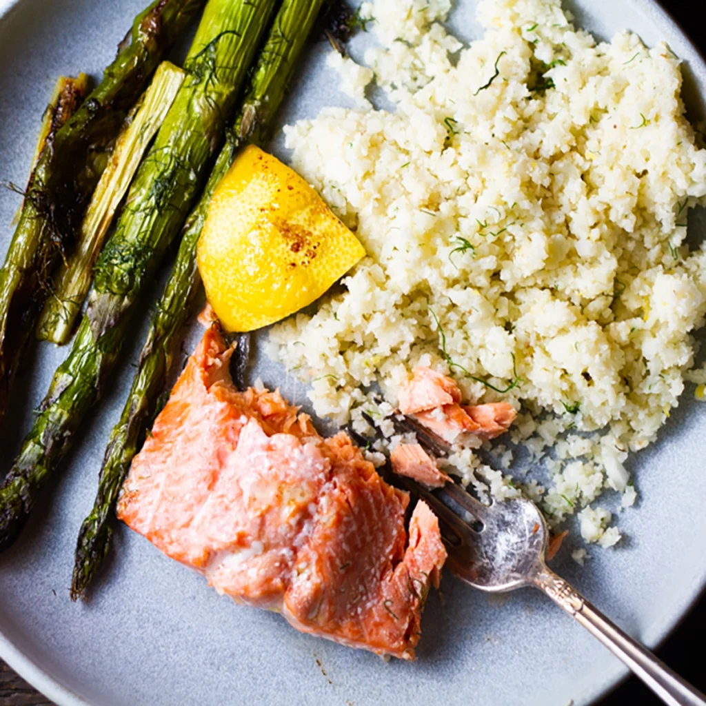Sheet Pan Salmon Asaparus & Couscous