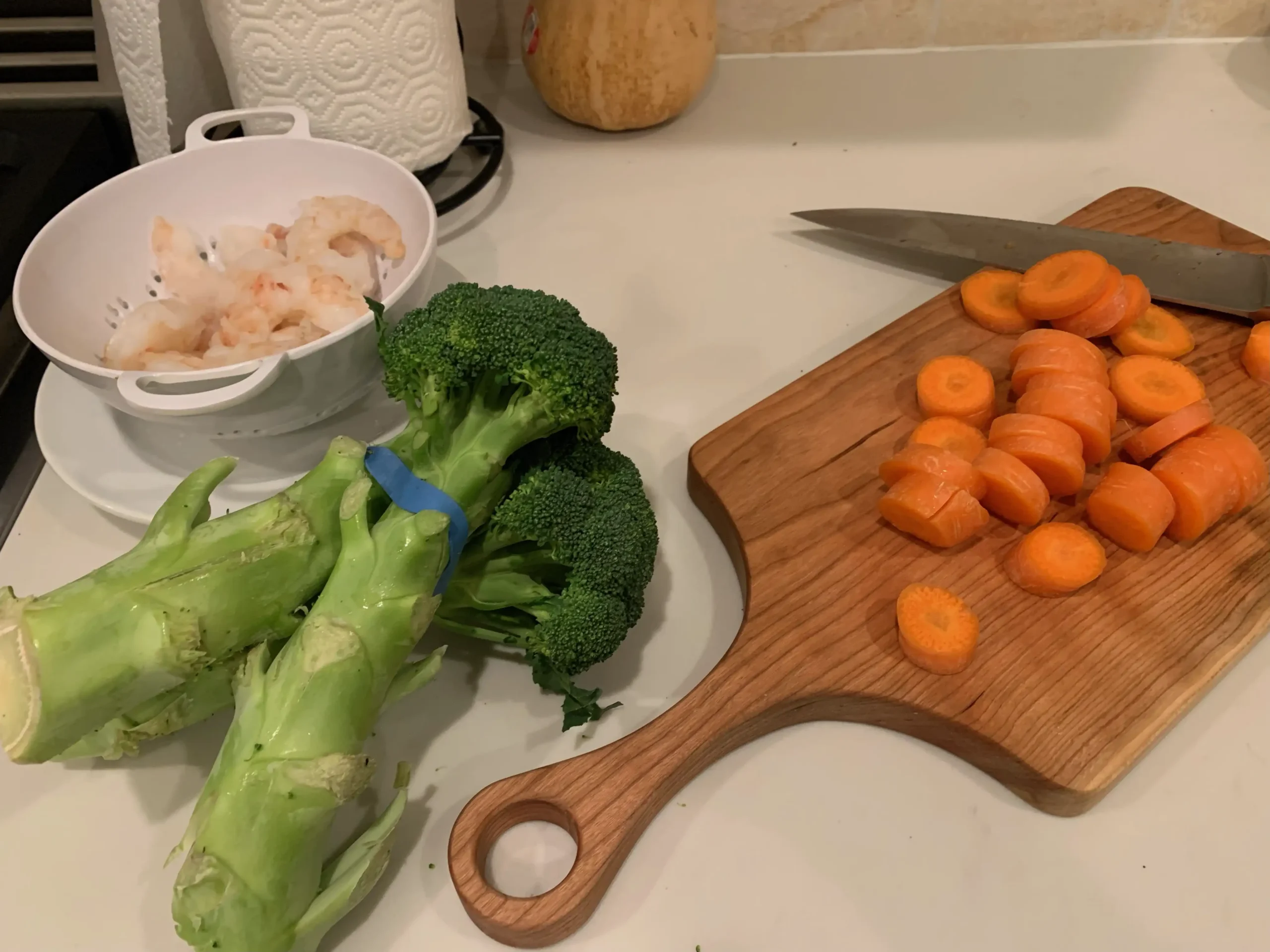 Sweet Chili Shrimp & Veggies  veggie preparation