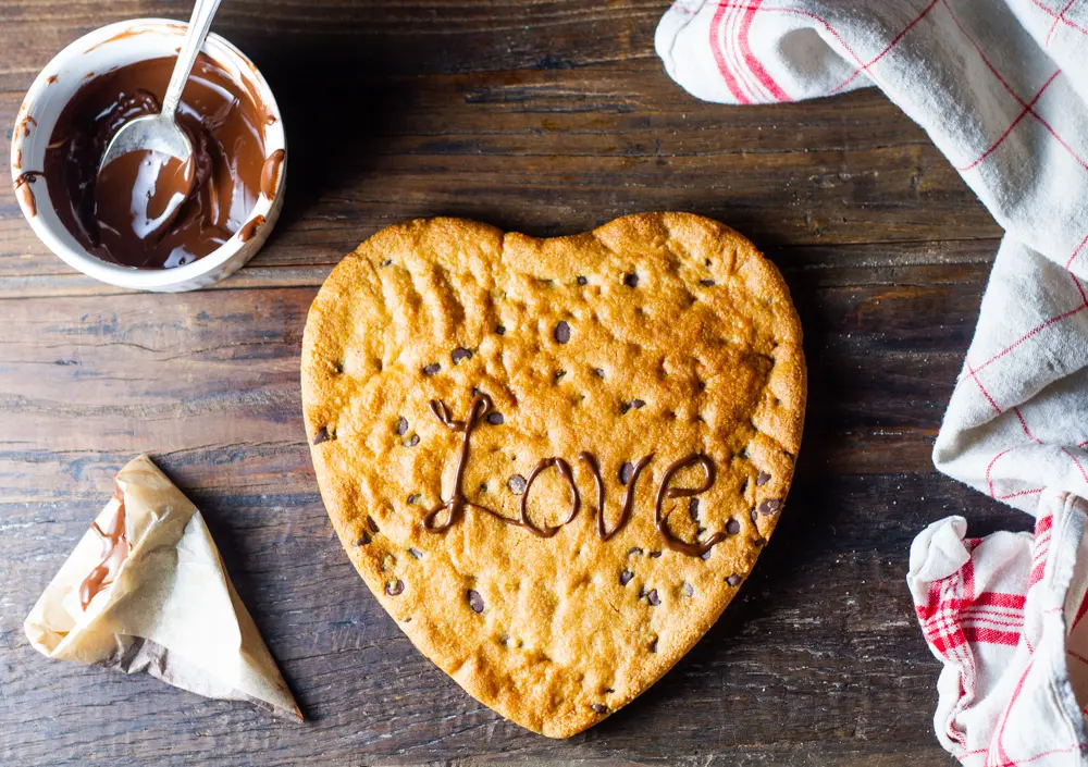 Heart Cookie Cake with love inscribed on it