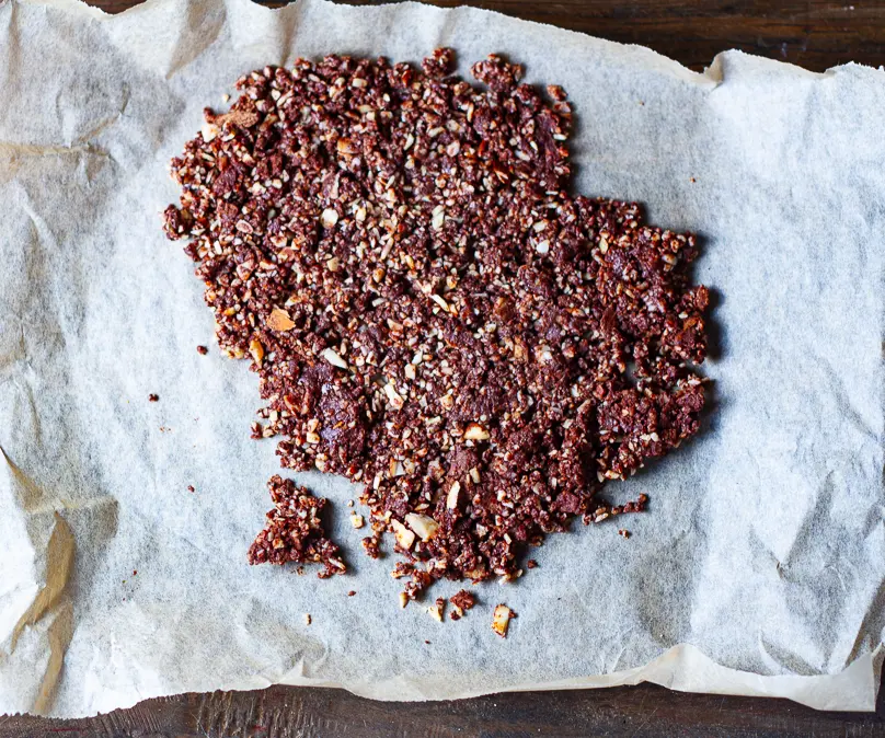 Almond Cocoa Bites on parchment paper