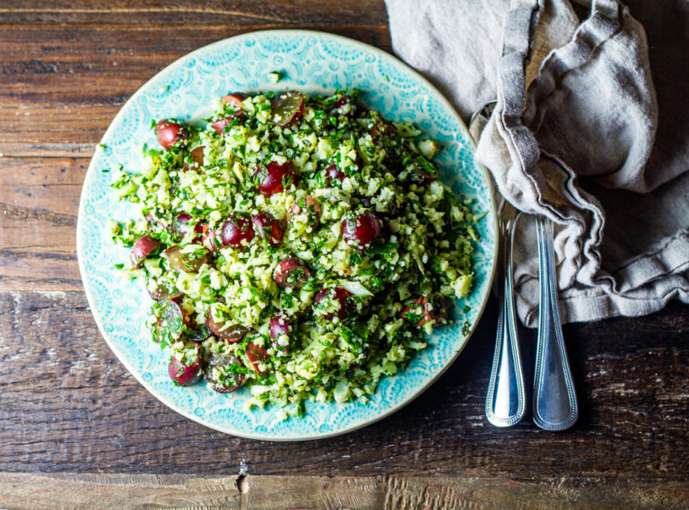 Tabbouleh with Grapes and Olives {grain free} Comfy Belly
