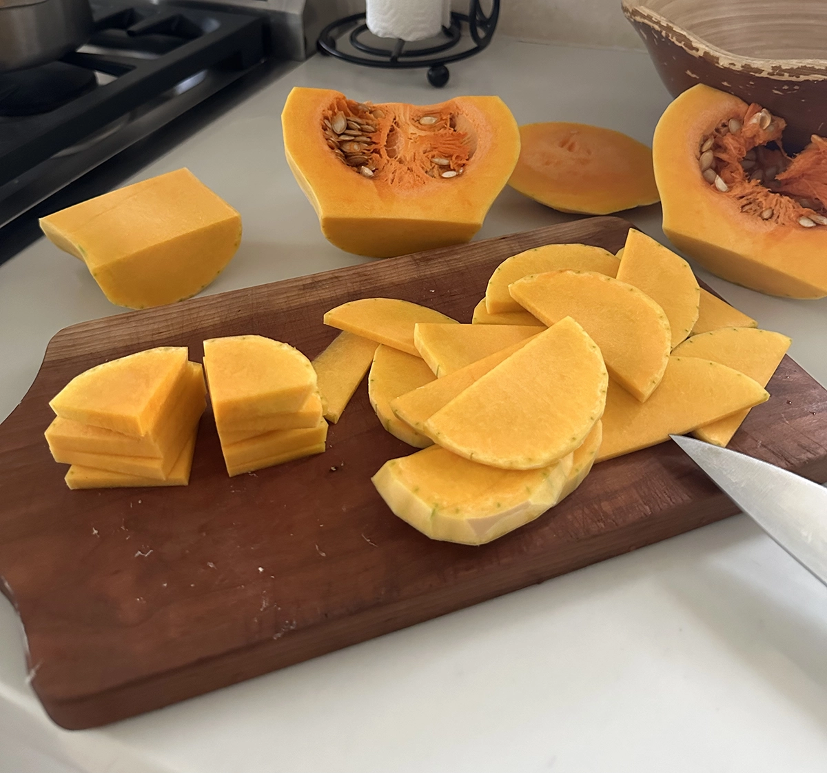 butternut squash sliced for gratin