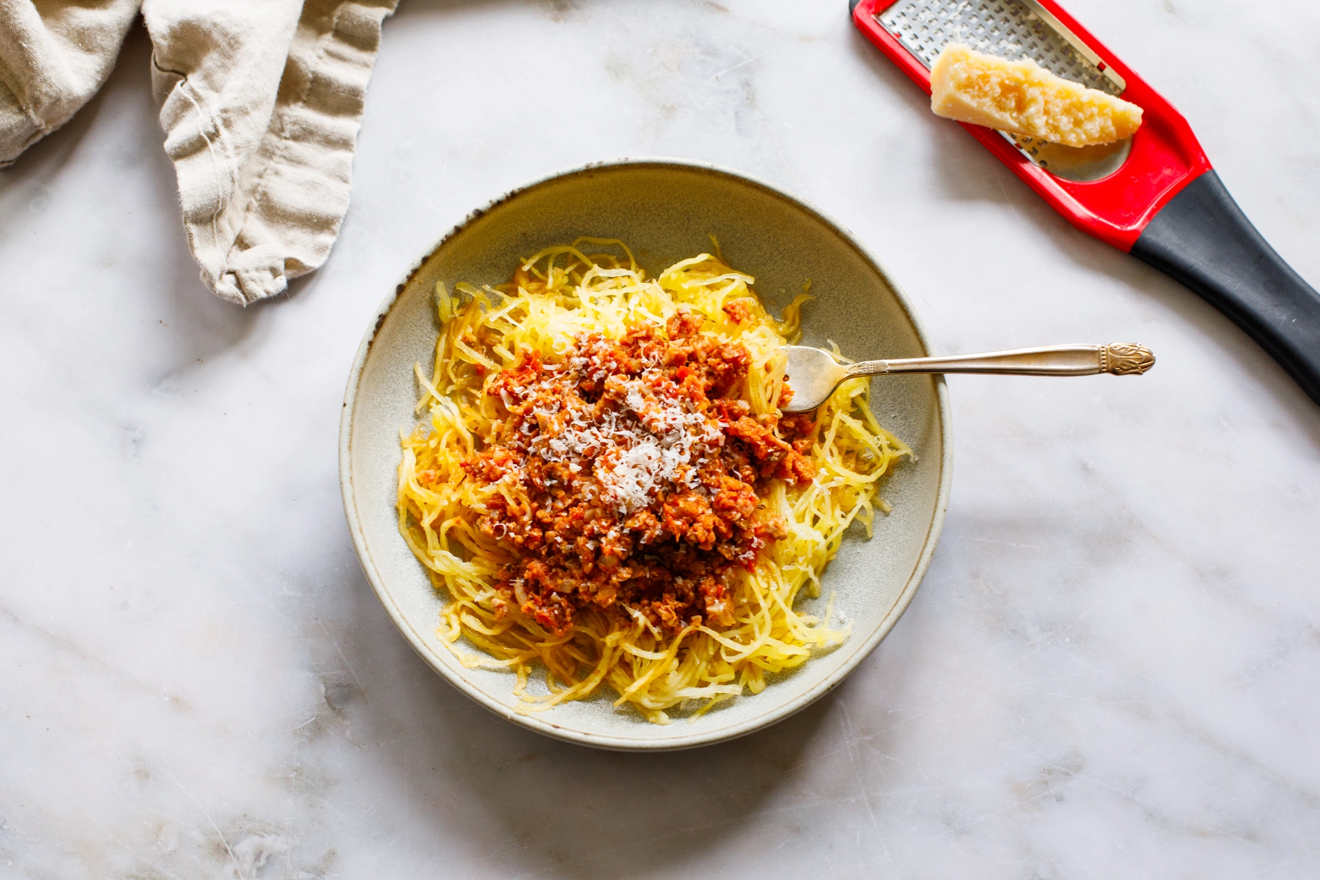 Spaghetti Squash Bolognese overhead image