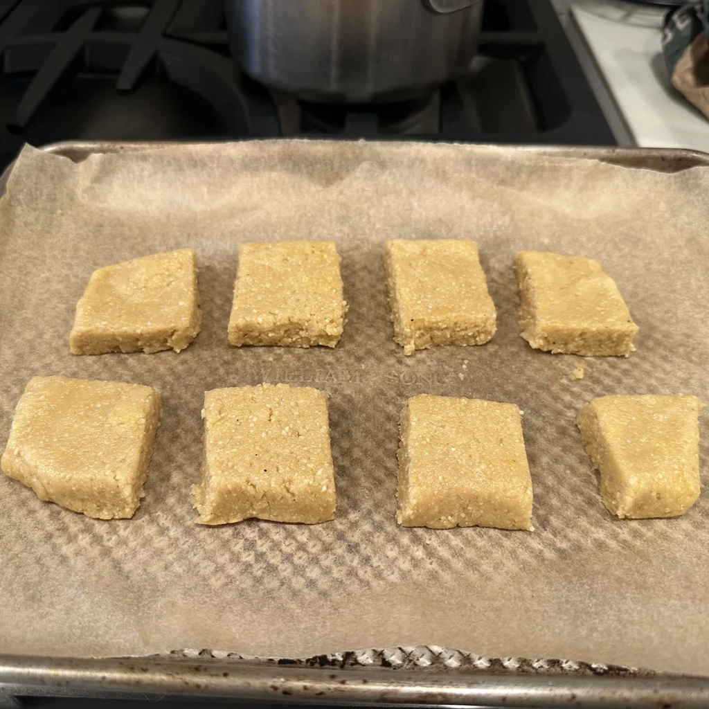 Sliced dough ready to bake image