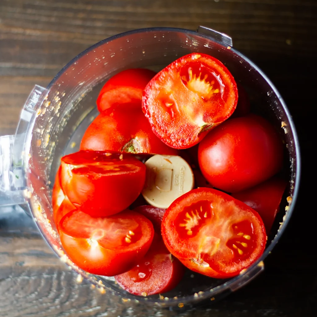Tomatoes in food processor image