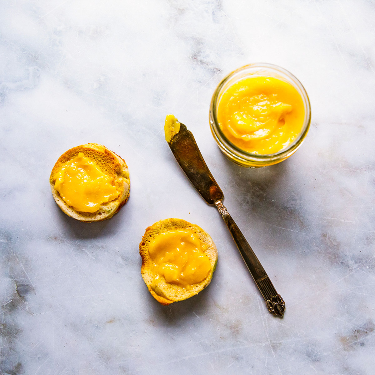 Lemon Curd in jar and on toast
