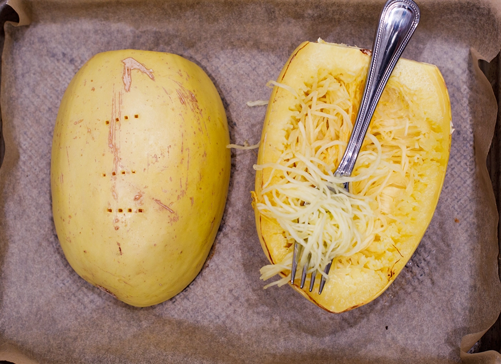 Simple spaghetti squash cooked