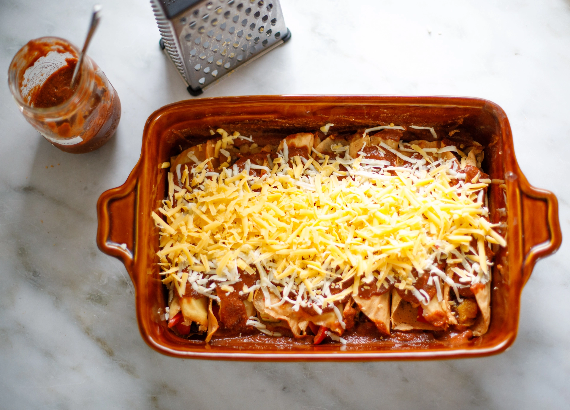 Cheese on enchiladas