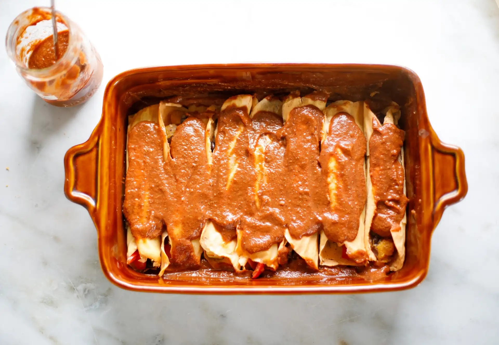 Enchiladas with sauce