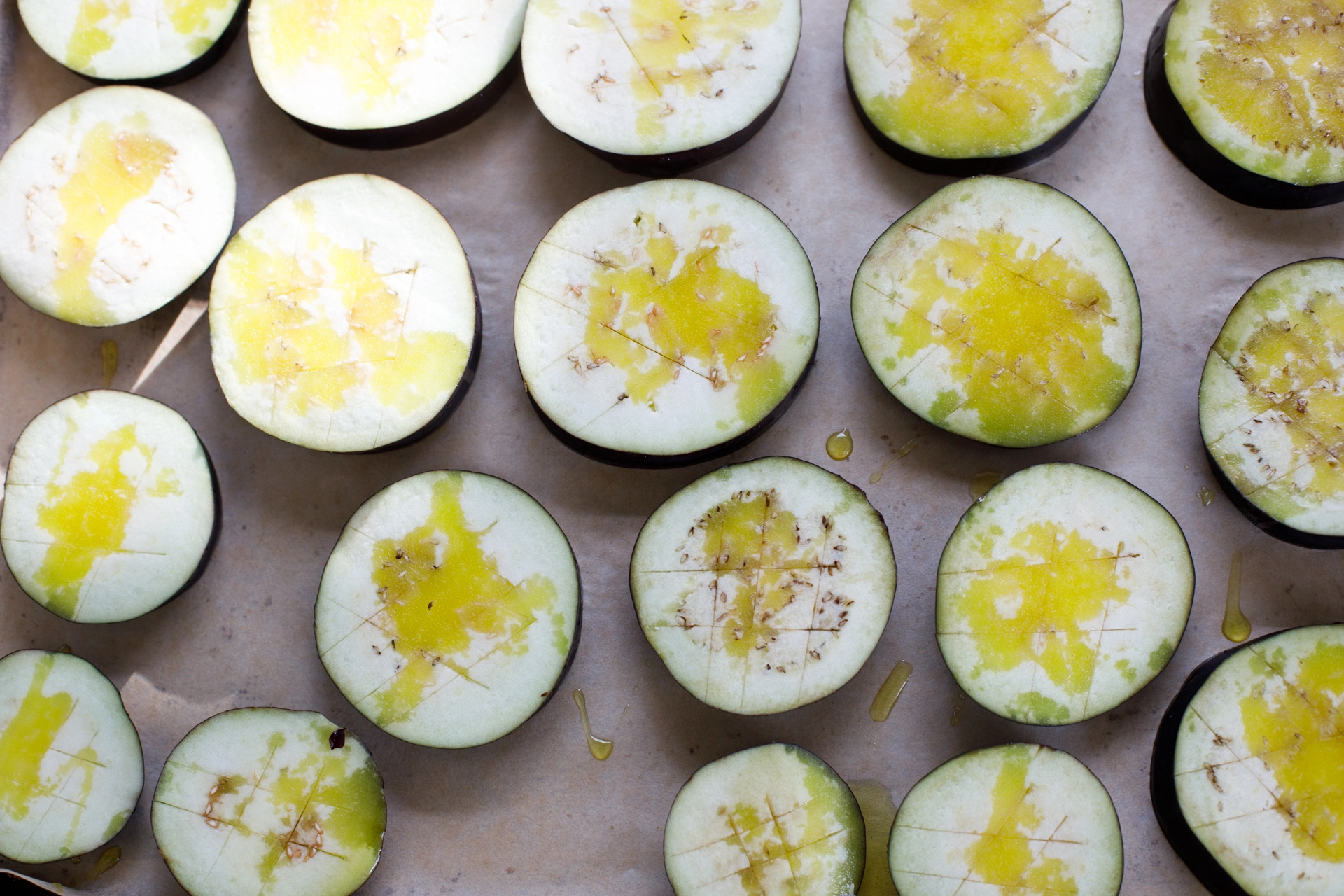 Veggie Moussaka eggplant slices with olive oil