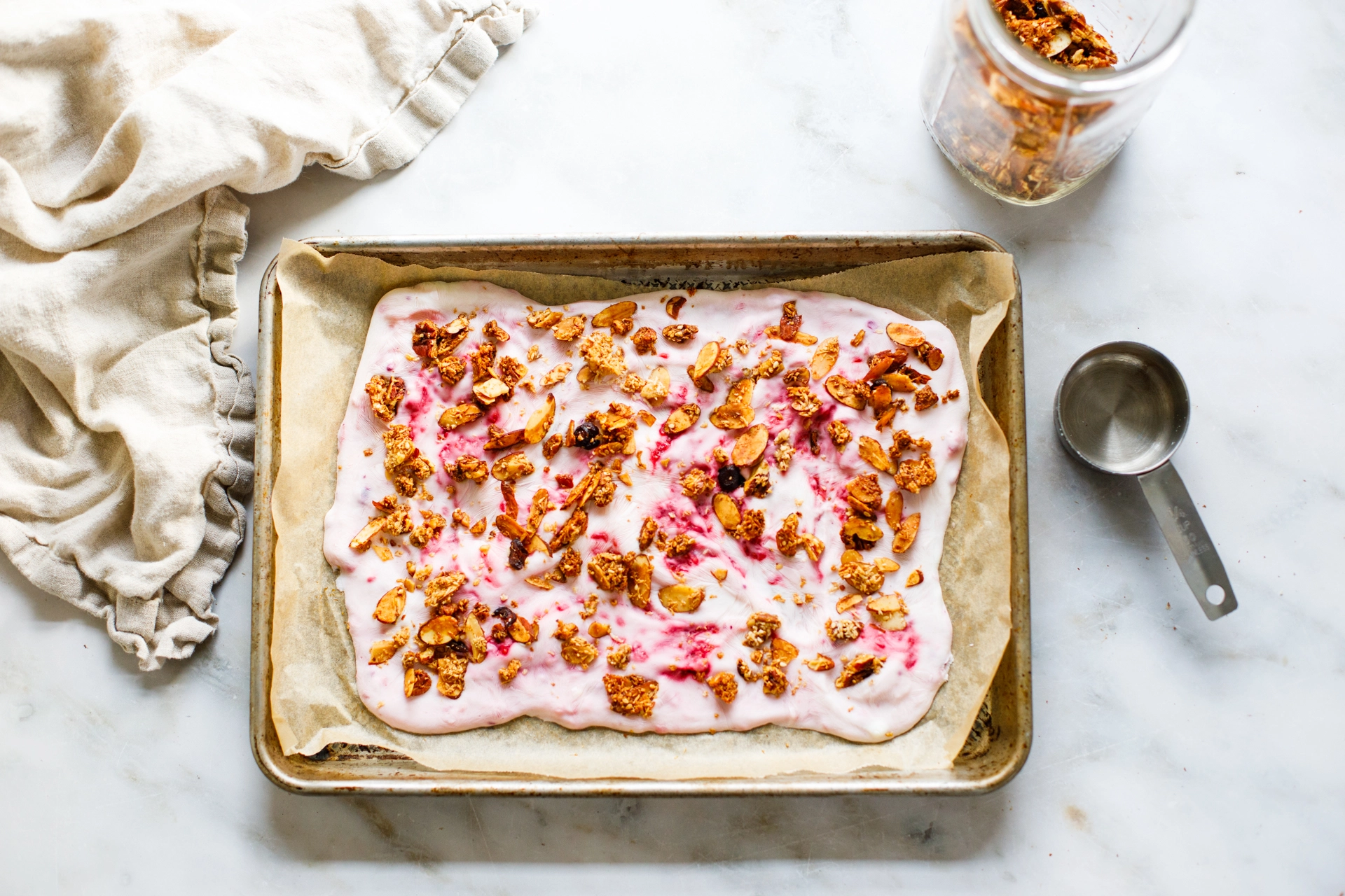 Granola Yogurt Bark on tray