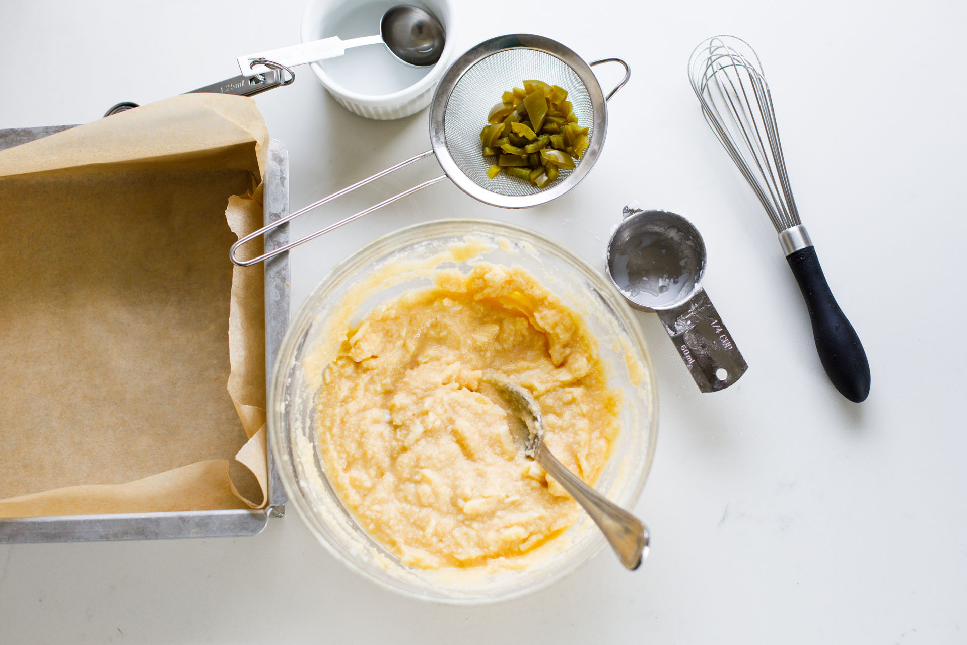 Cornbread batter in bowl