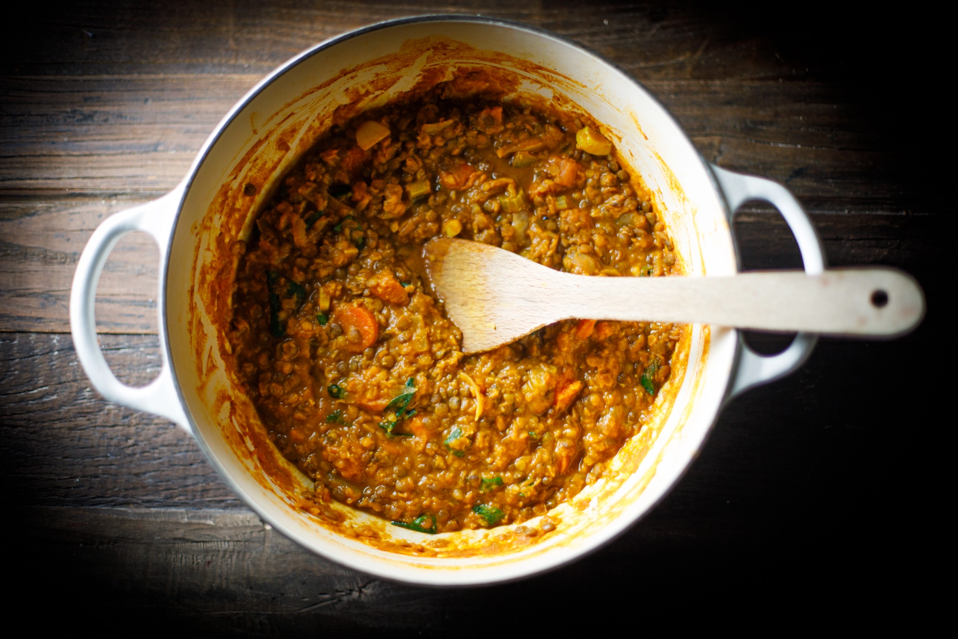 Moroccan Lentil Soup in stockpot