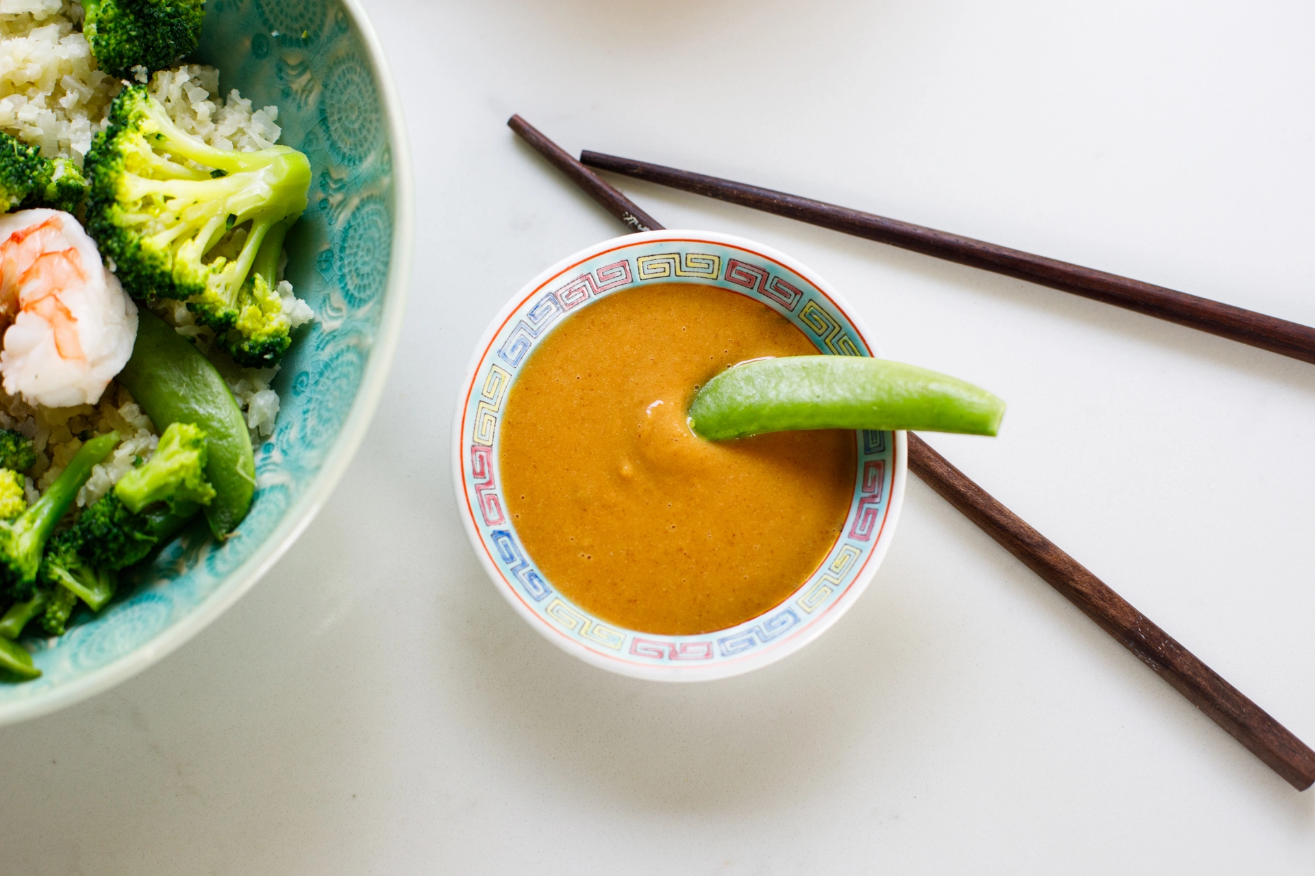 Thai Peanut Rice Bowl with peanut sauce