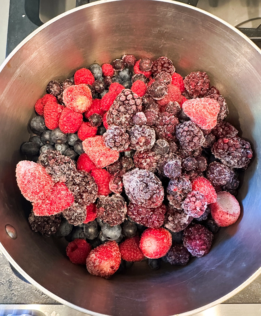 Frozen berries for granola berry crisp