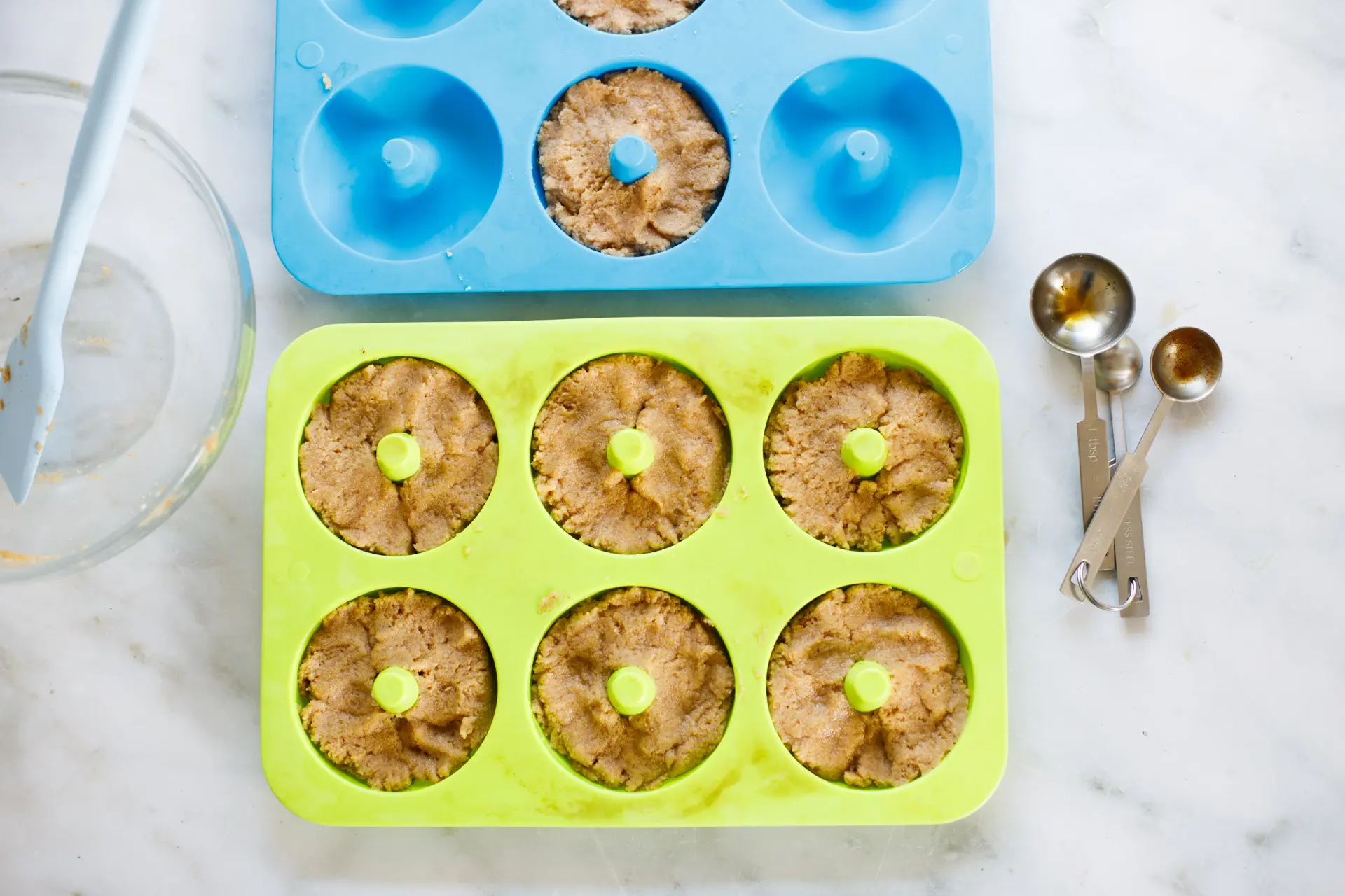 Apple Cider Donuts batter in donut pans