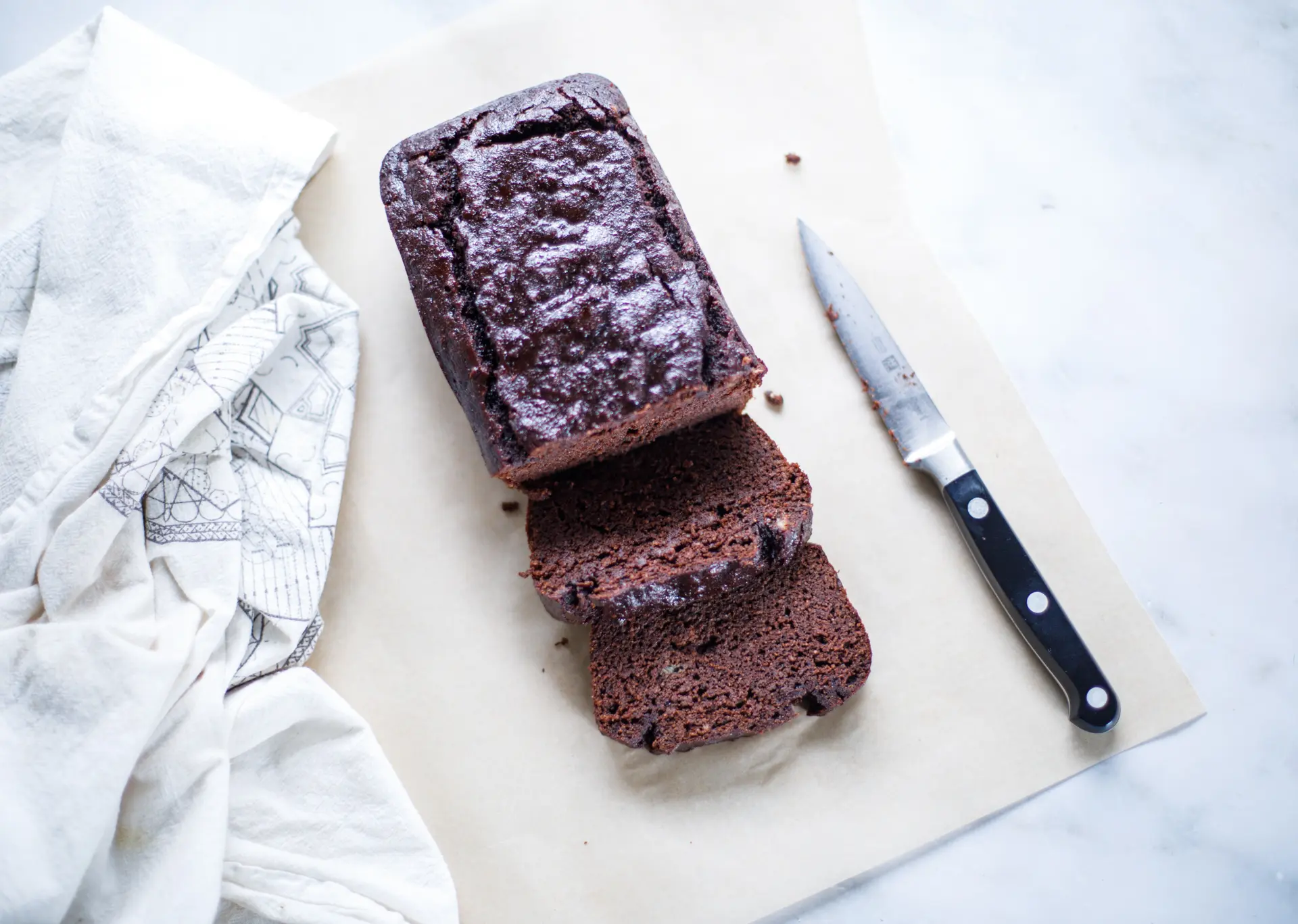 Chocolate Banana Bread overhead view