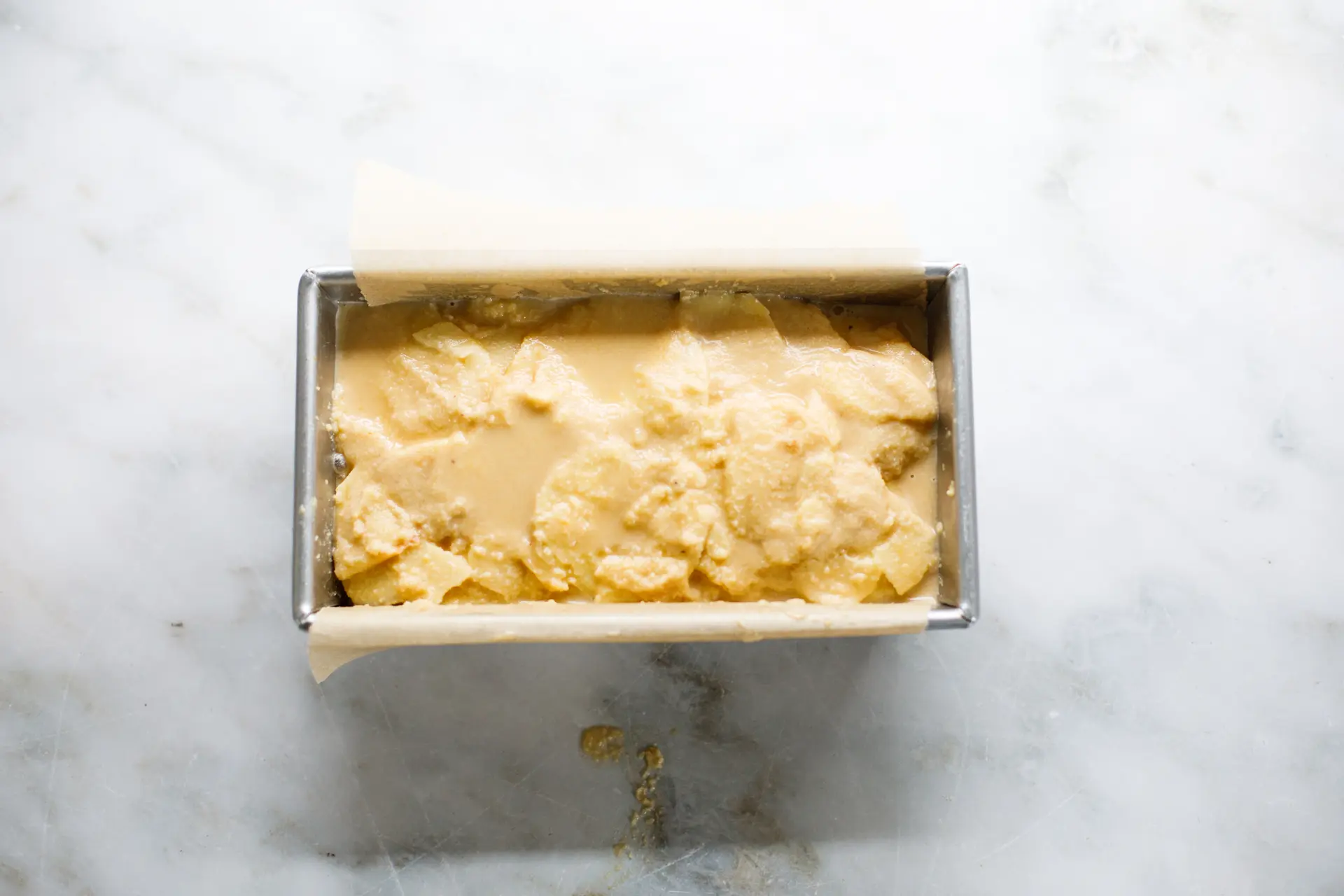 Invisible Apple Cake in baking pan