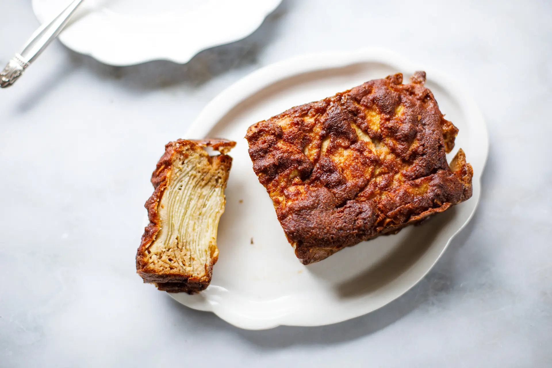 Invisible Apple Cake on plate overhead