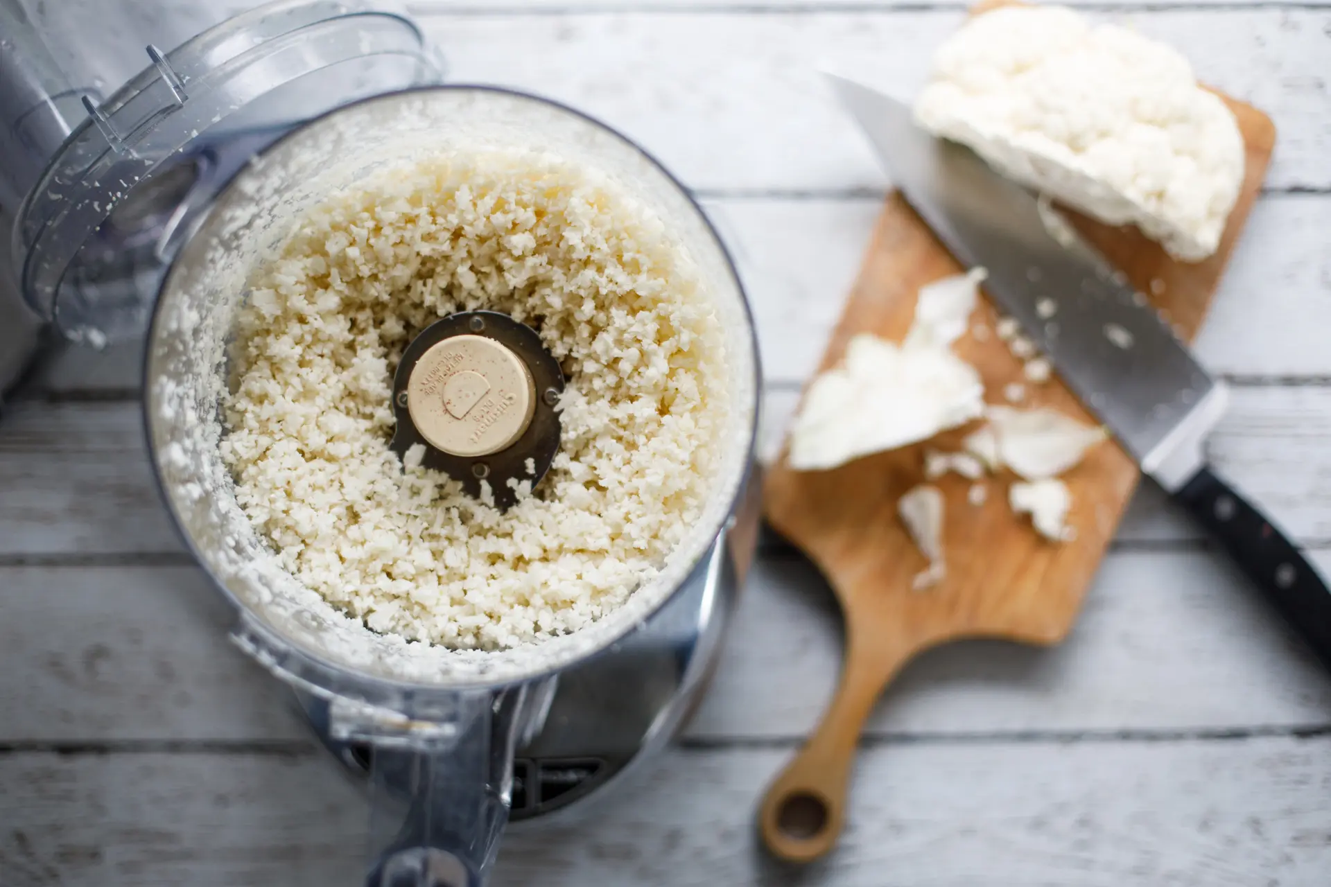 Cauliflower riced in food processor