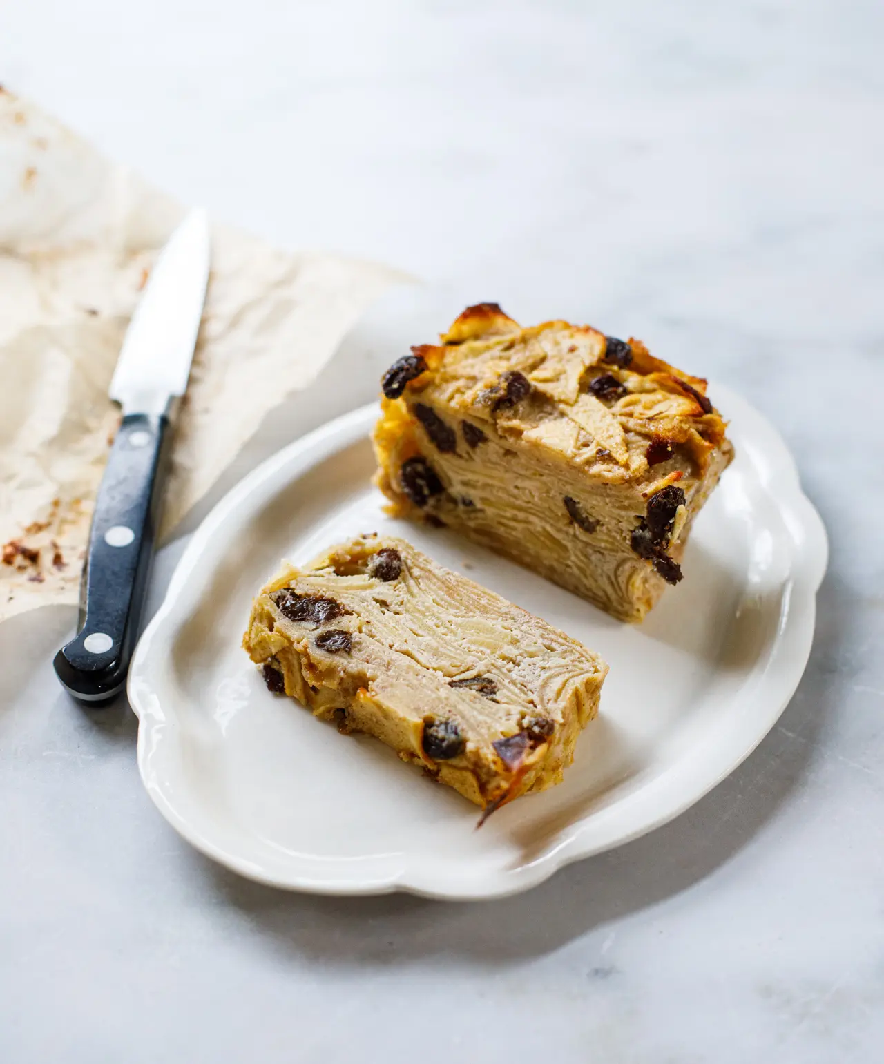 Apple Cinnamon Kugel sliced on plate