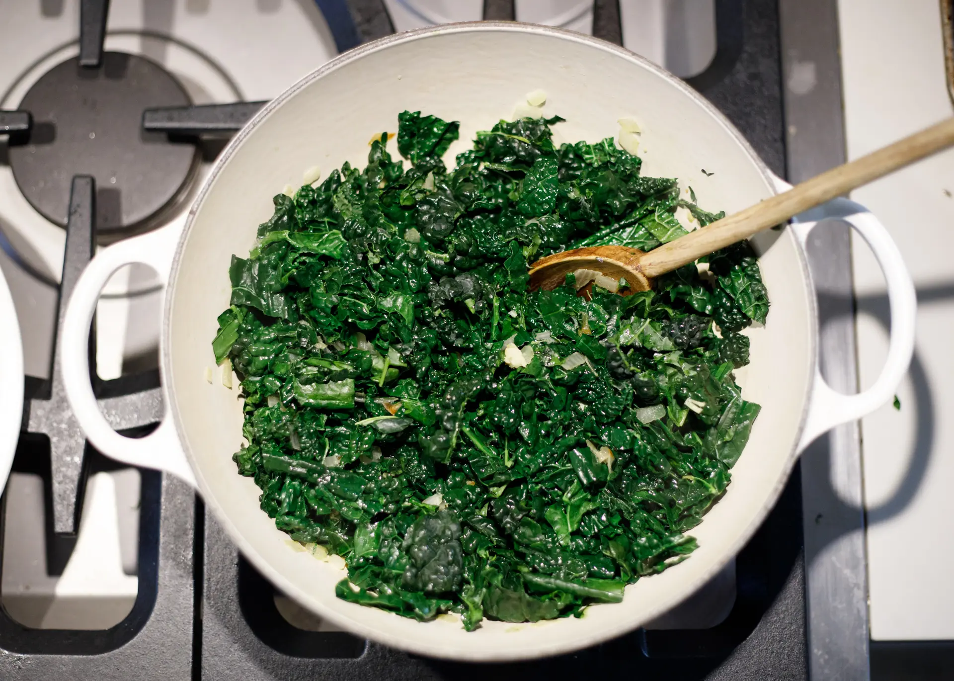 Kale in stockpot