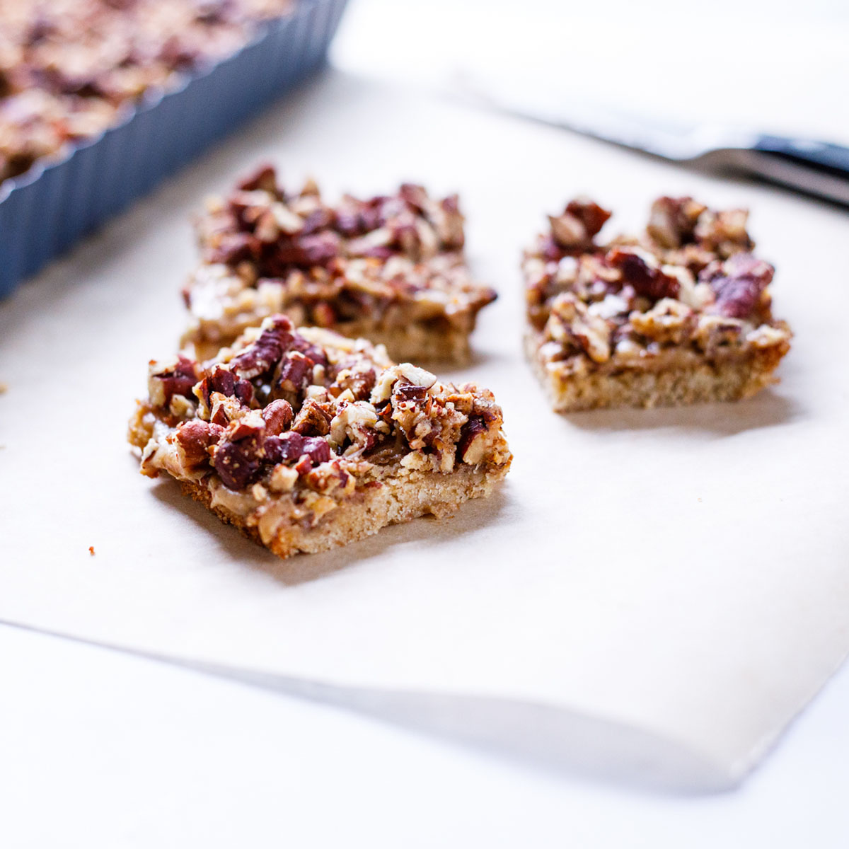 Pecan Caramel Bars closeup