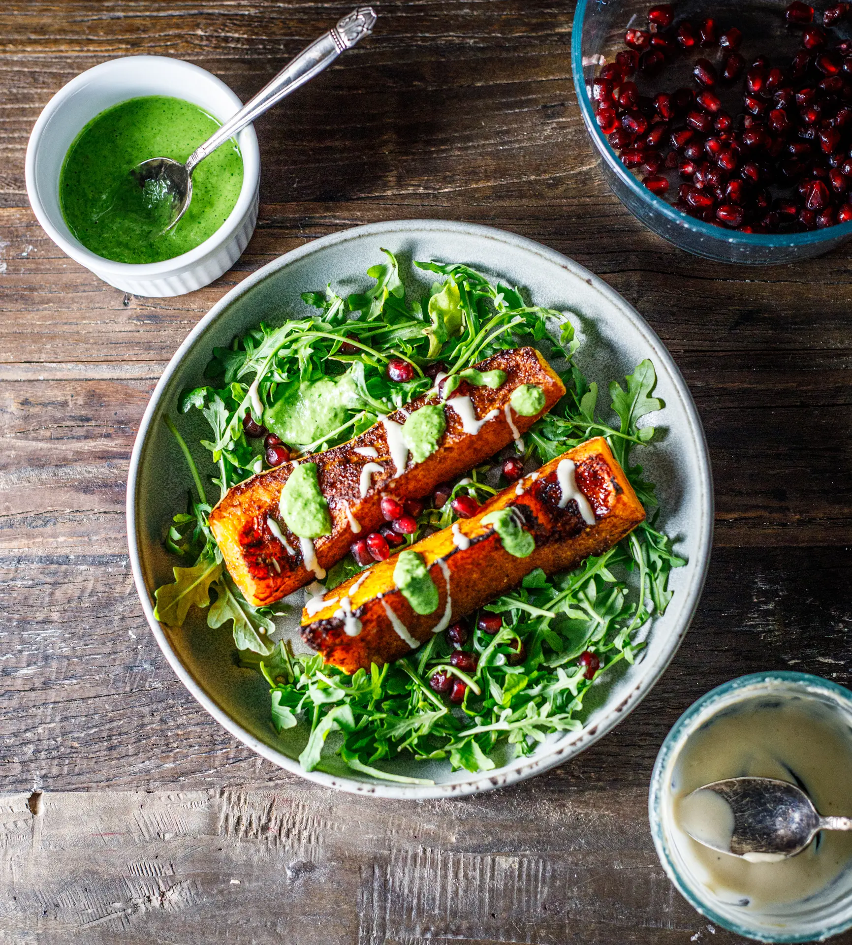 Spiced Roasted Squash Salad overhead view