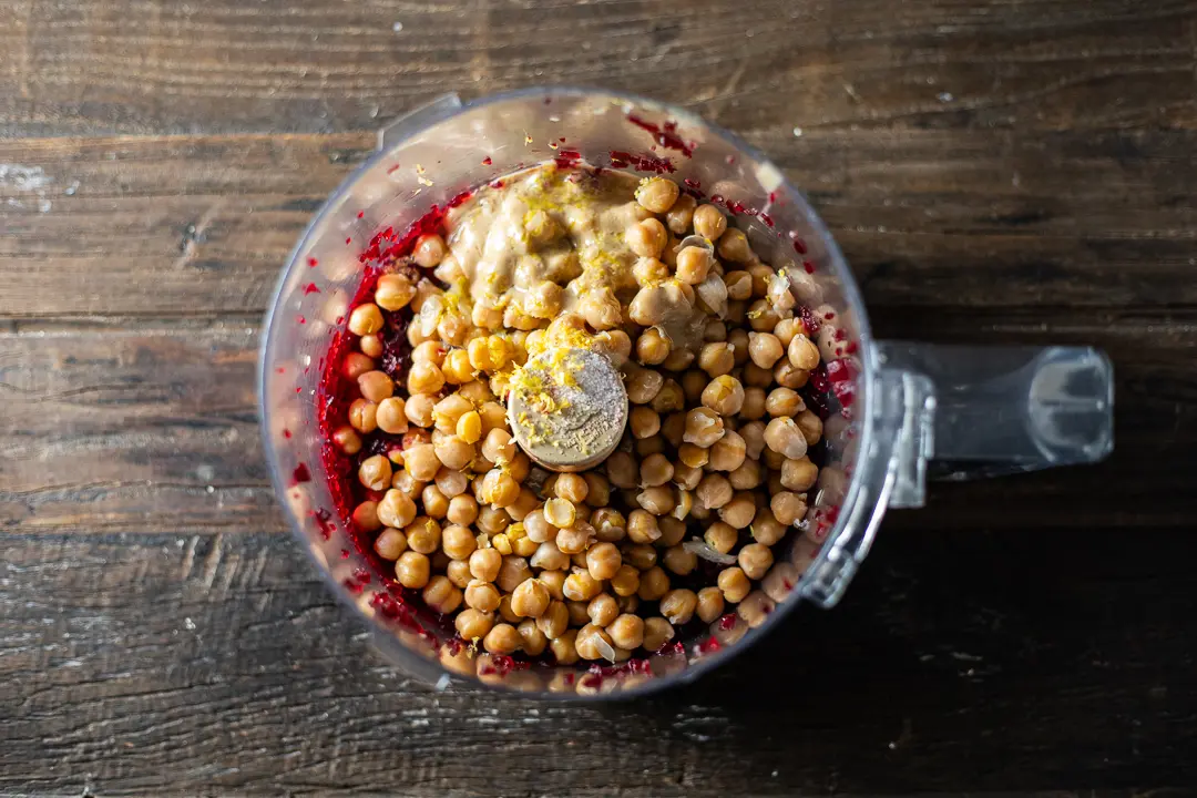 Hummus ingredients in food processor