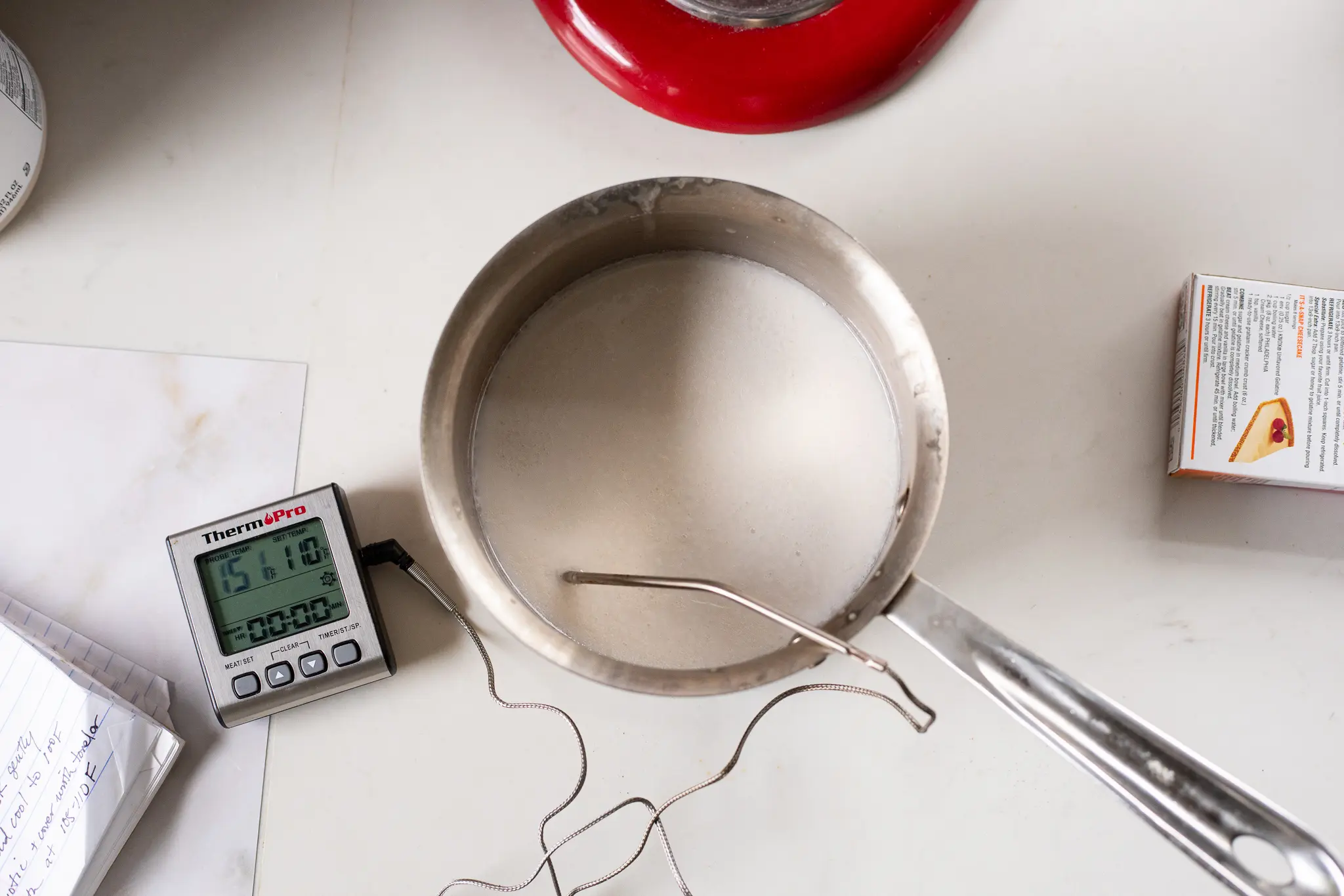 coconut yogurt warmed milk in saucepan