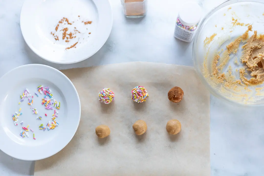 preparing birthday cake bites