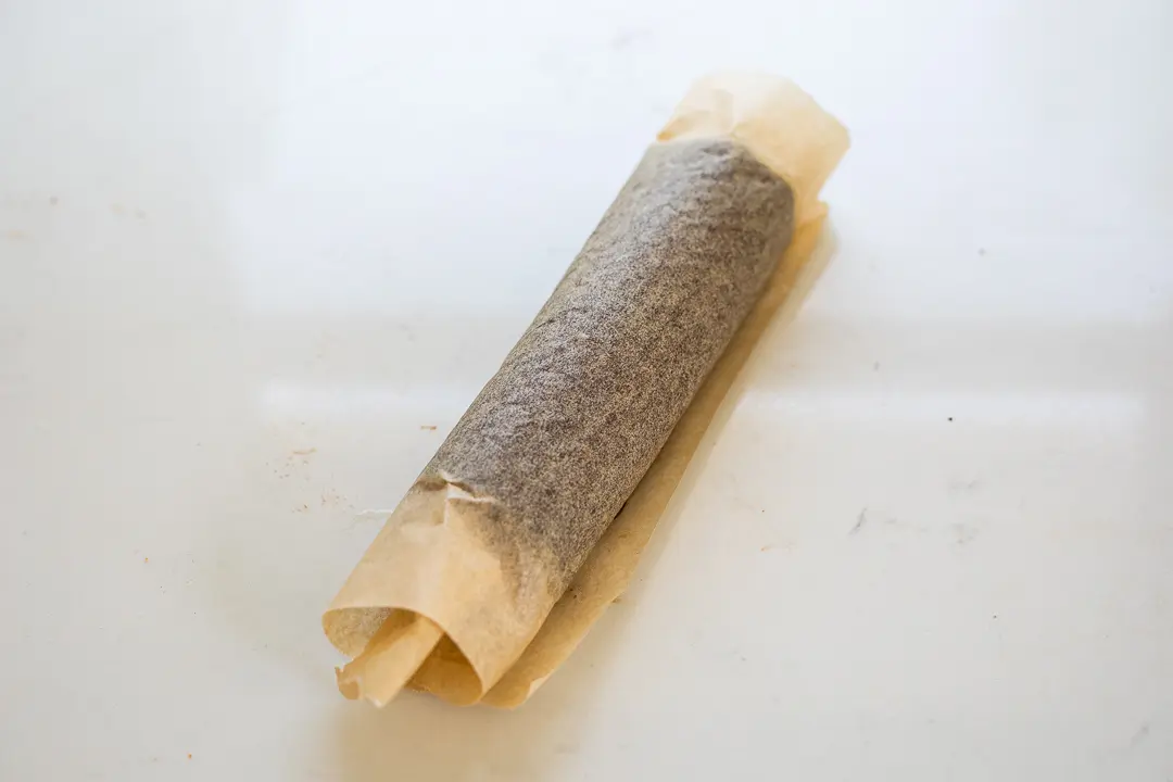 Chocolate Swiss Roll baked and then rolled