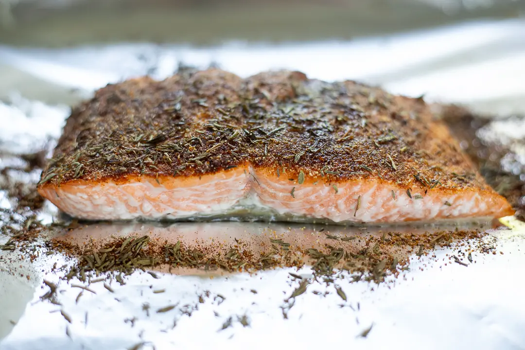 Blackened Salmon {baked} closeup of salmon