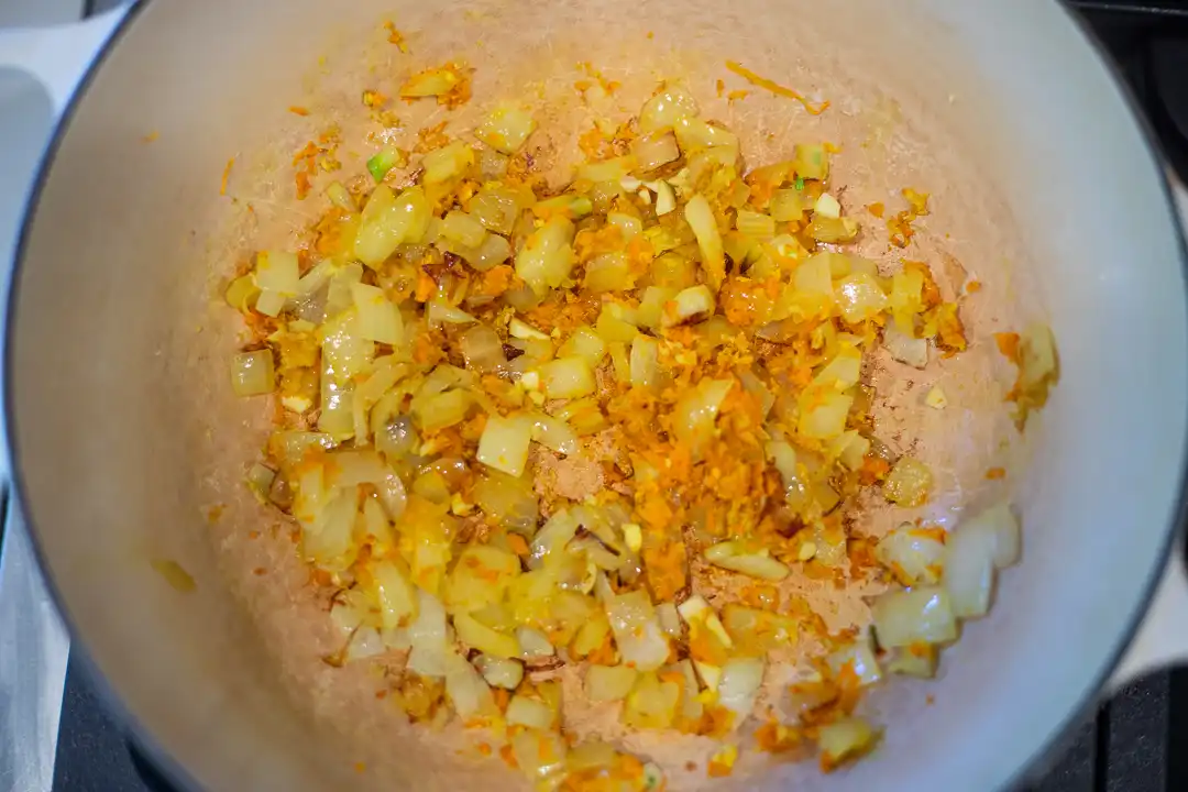 Saute onions and add spices