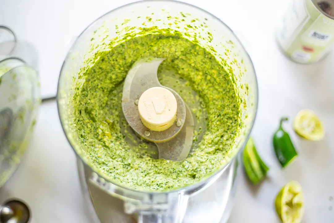 cilantro pesto in food processor